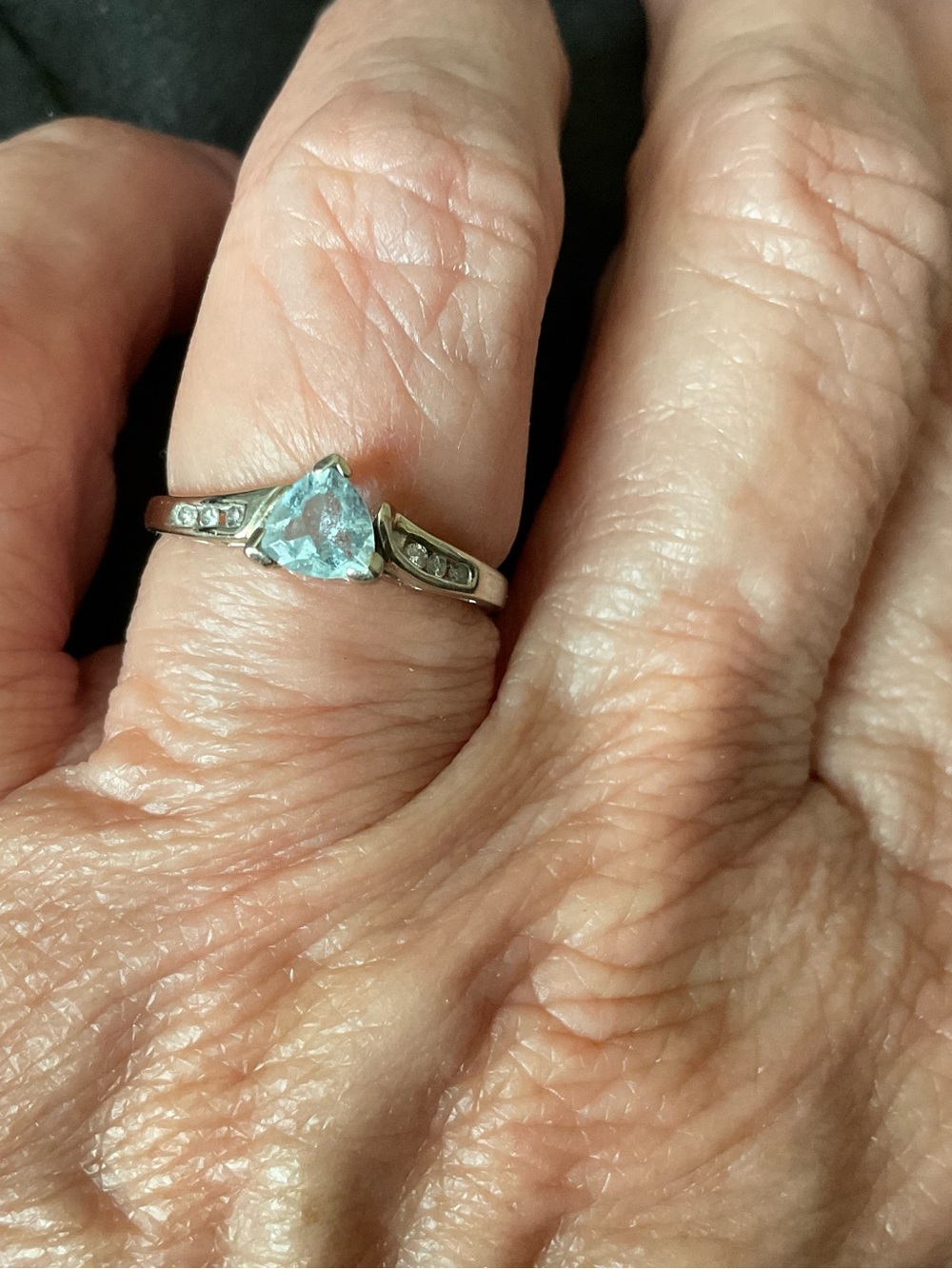 Littman Jewelers .925 Sterling Silver Trillion Aquamarine & Diamond Accent Ring